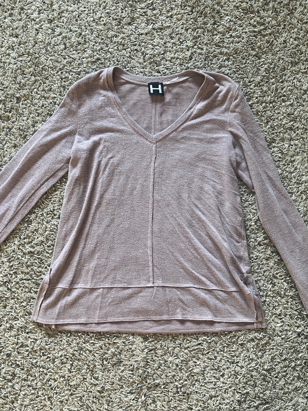 H by Halston Blush V-Neck Long Sleeve Top